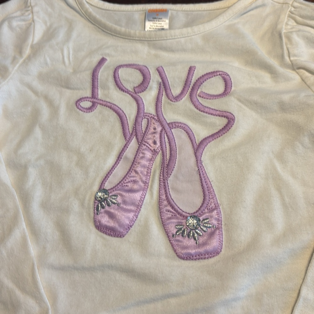 Gymboree Girl Ivory with Purple Love Pointe Shoes Gem Top Size 8 - Picture 3 of 8